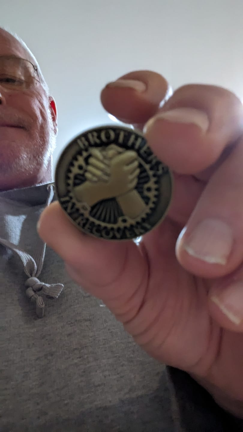 Customer photo review of Brothers in Recovery AA/NA Sobriety Medallion - Bronze