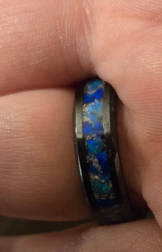 Customer photo review of Titanium Carbide Cremation Rings with Ashes