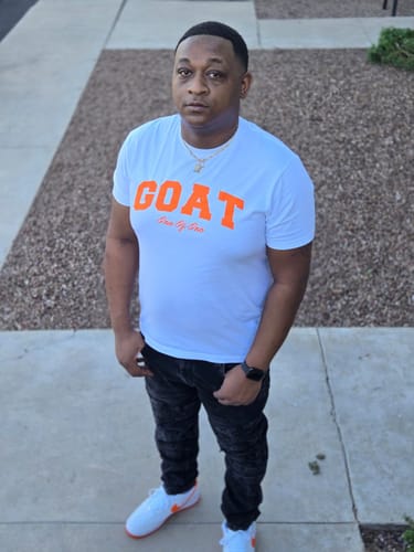 Customer photo review of Goat Tee (Orange Logo)