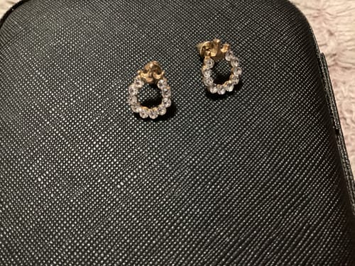 Customer photo review of Aretes de coronas y pedrería plateada