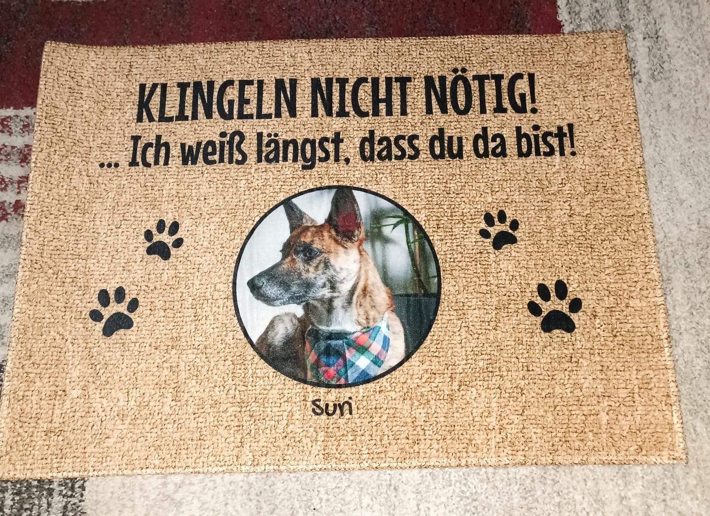 Customer photo review of Klingeln nicht nötig mit Foto - individuelle Fußmatte