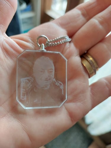 Customer photo review of For Memorial - I Will Carry You With Me Until I See You Again Transparent Photo Custom Necklace