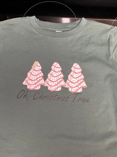 Customer photo review of Oh Christmas Tree DTF Transfer