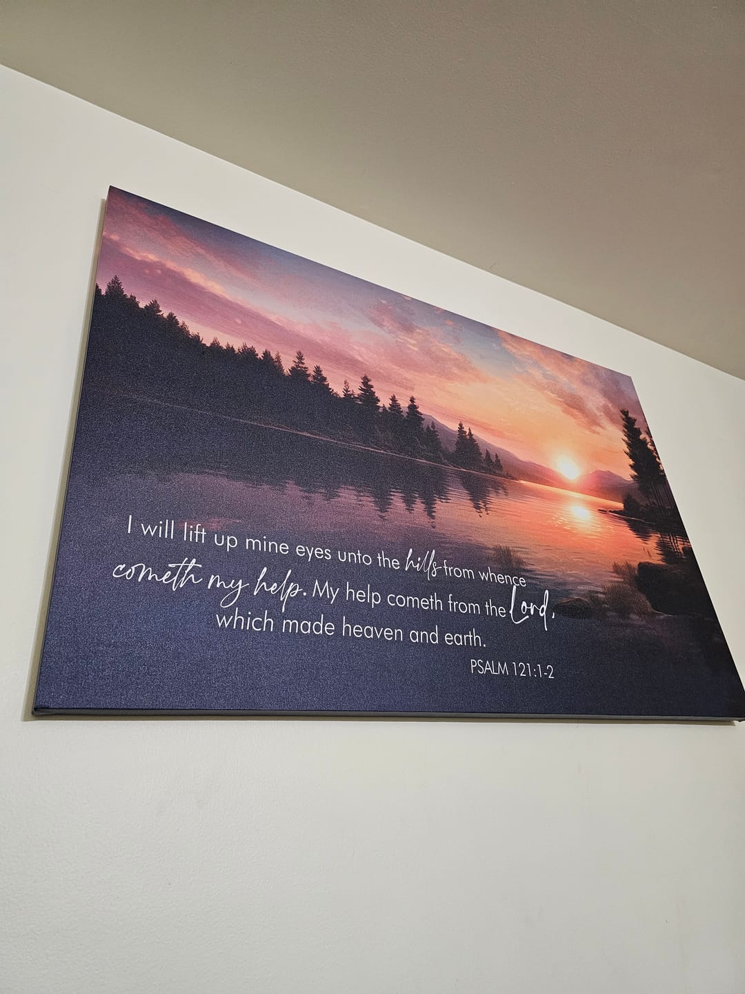 Customer photo review of Psalm 121:1-2 My Help Cometh From The Lord Wall Art Canvas