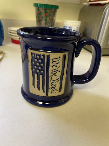 Customer photo review of Ceramic Handmade Coffee Mug - Embossed We The People American Flag