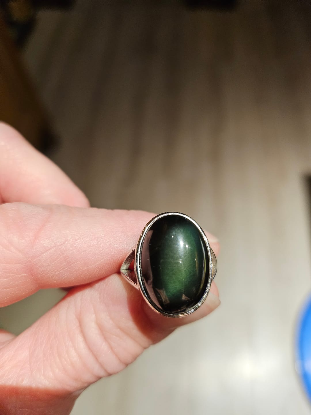 Customer photo review of Bague Ajustable "Guérison de L'Âme" en Obsidienne Œil Céleste & Argent
