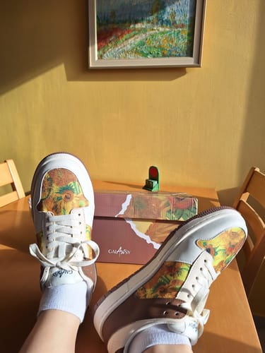 Customer photo review of Van Gogh Sunflowers inspired sneakers
