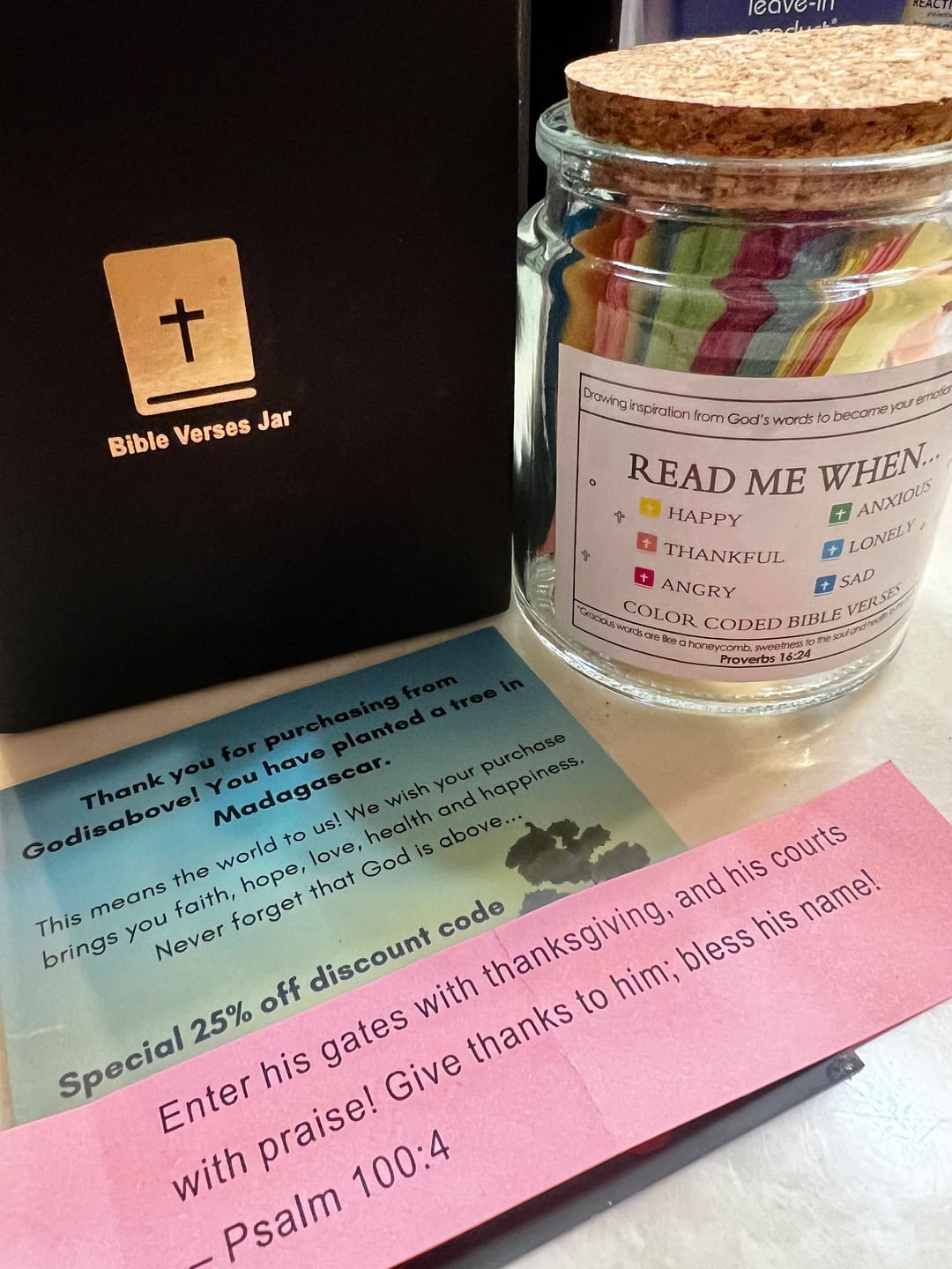 Customer photo review of (GIFTING OFFER) Handmade 90 Day Bible Verses Jar (Comes With Christian Gift Box)