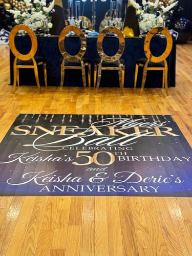 Customer photo review of Custom Floor Decals for Birthday&Baby Shower&Wedding Party Decorations