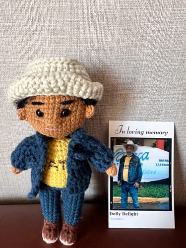 Customer photo review of Dolly® Personalized Crochet Doll with Photo Card