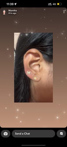Customer photo review of Golden Butterfly Tiny Studded Affair Earrings