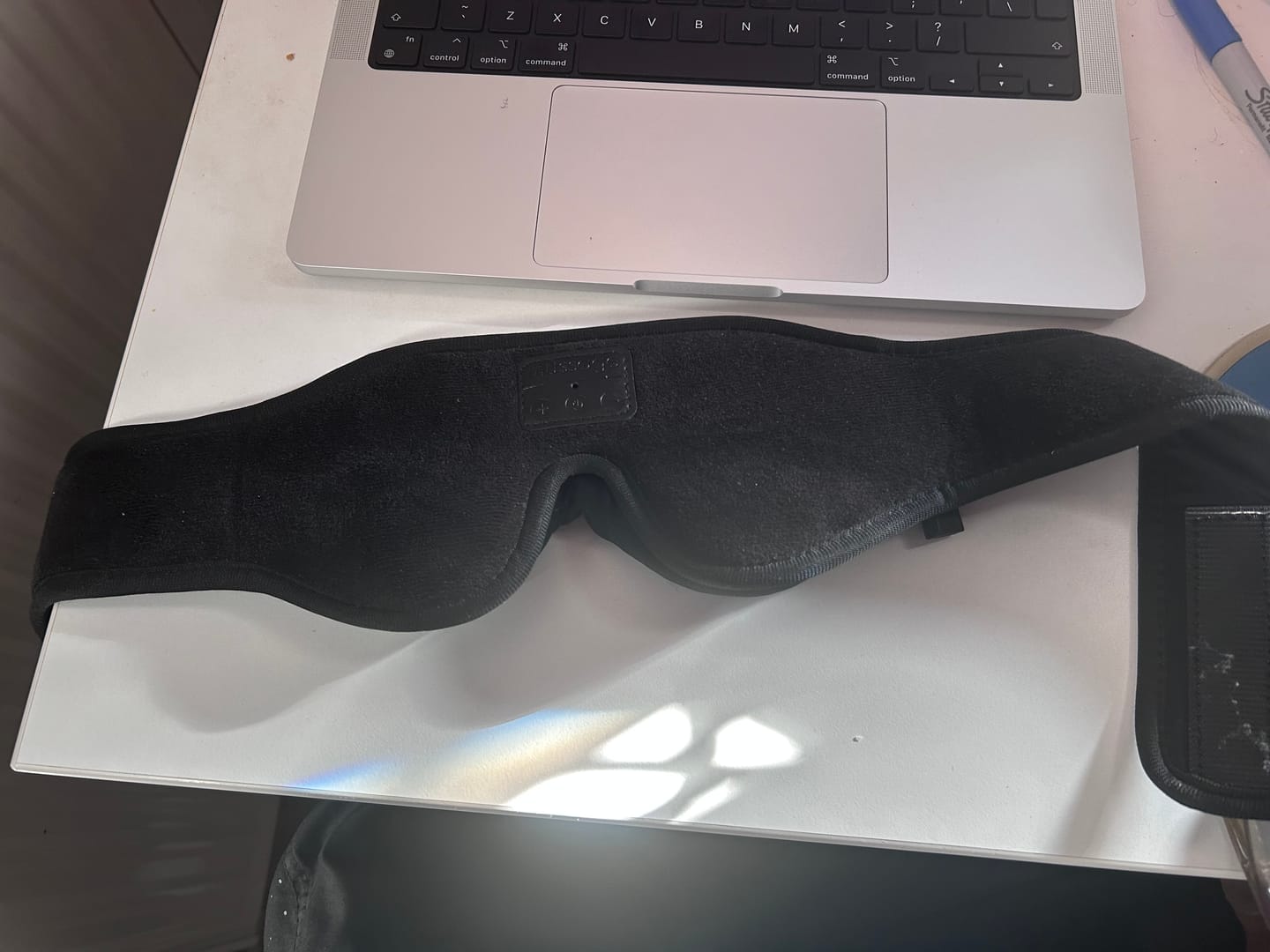 Customer photo review of mussage Sleep Mask With Bluetooth Headphones