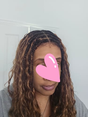 Customer photo review of 24" HD Full Lace Lightweight Human Hair Curls Boho Box Braided Wig