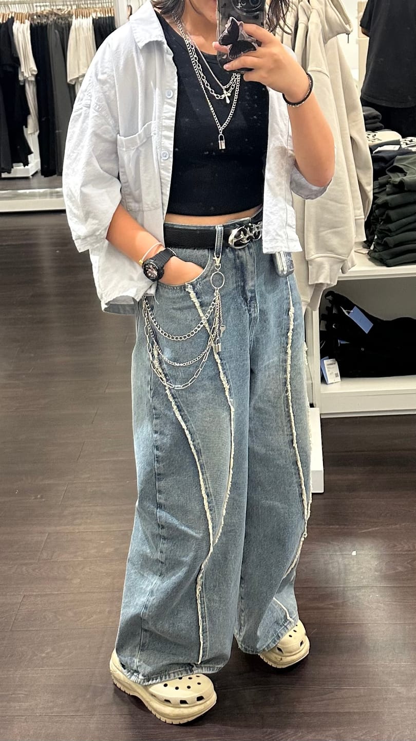 Customer photo review of Aelfric Eden Baggy Fringe Jeans