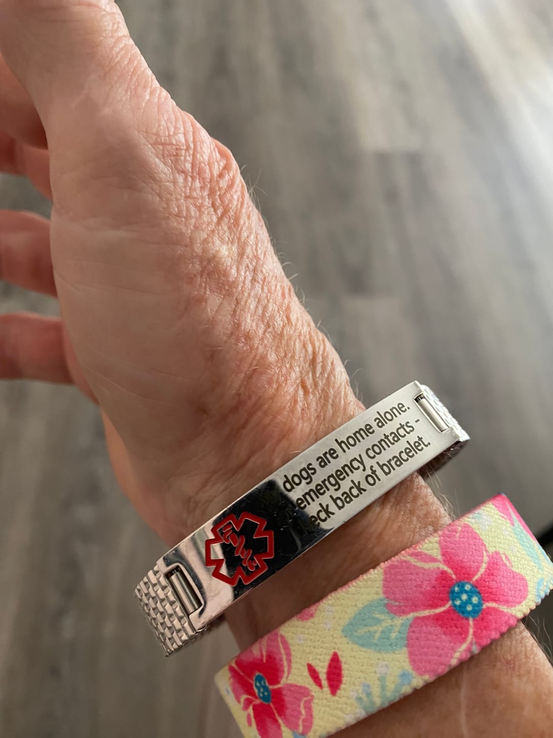 Customer photo review of Stainless Steel Medical Alert ID Stretchable Bracelet