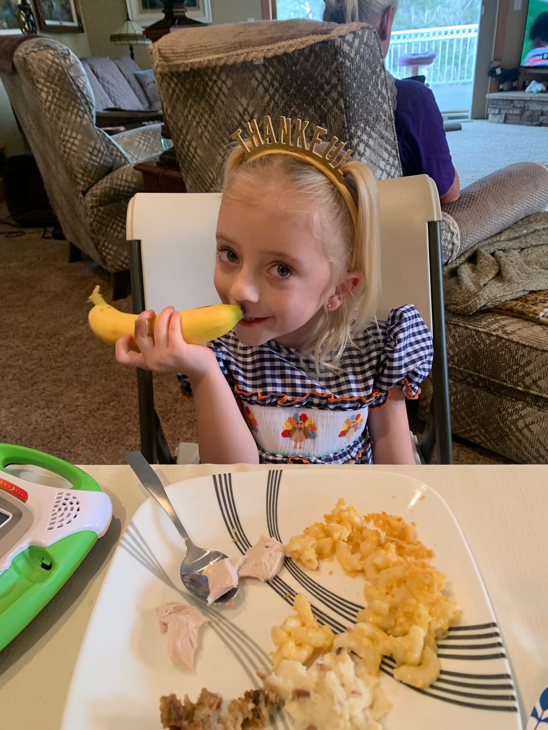 Customer photo review of Sweet Turkey Navy Gingham Smocked Dress