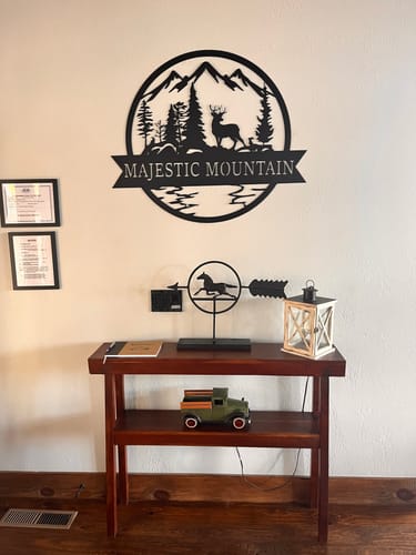 Customer photo review of Custom Deer and Mountain Metal Garden Sign Wall Art Decor