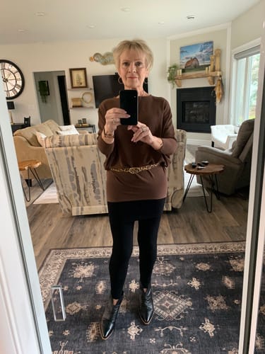 Customer photo review of Jolie All Day Slouch Top (Chestnut)