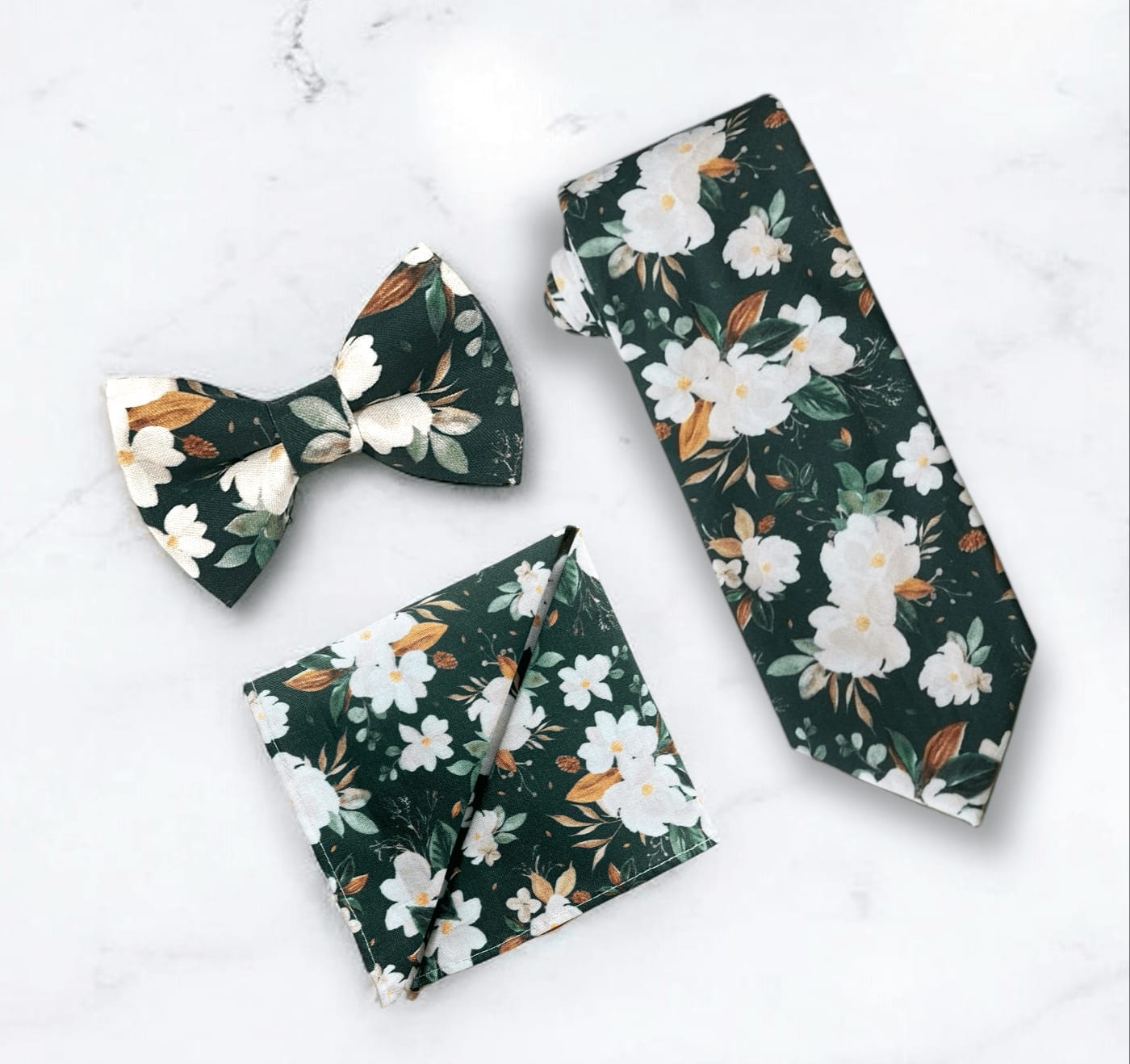 Customer photo review of Green Emerald Floral Necktie Set