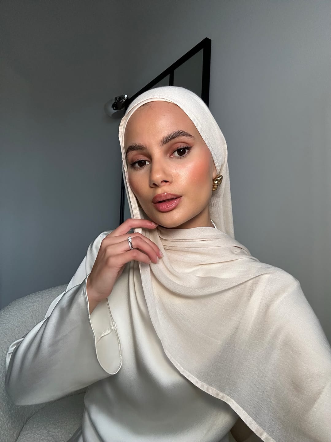 Customer photo review of Double Stitched Modal Hijab Set - 3 Light Beige