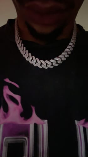 Customer photo review of MOISSANITE CUBAN CHAIN. - 14MM WHITE GOLD