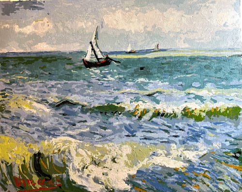 Customer photo review of The Sea at Les Saintes - Vincent Van Gogh - Paint by Numbers