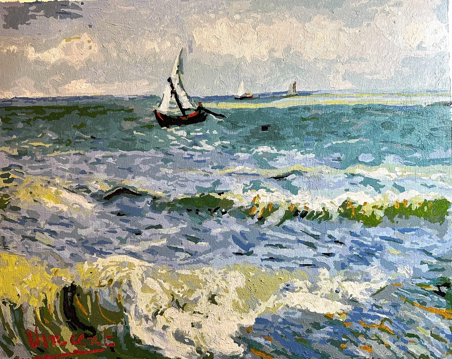 Customer photo review of The Sea at Les Saintes - Vincent Van Gogh - Paint by Numbers