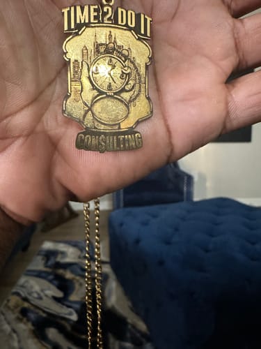 Customer photo review of Custom Logo Engraved Photo Pendant Necklace