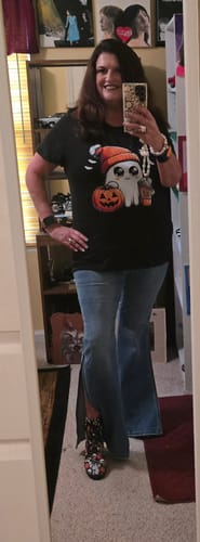 Customer photo review of Judy Blue - Peak-A-Boot Hem Slit Flare Jeans - Final Sale