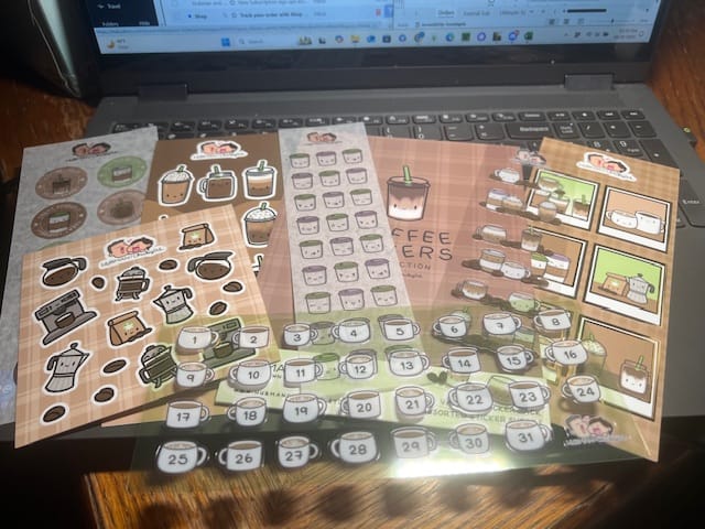 Customer photo review of Coffee Lovers Variety Sticker Pack