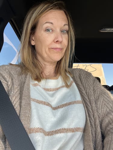 Customer photo review of Heathered Stripes Sweater