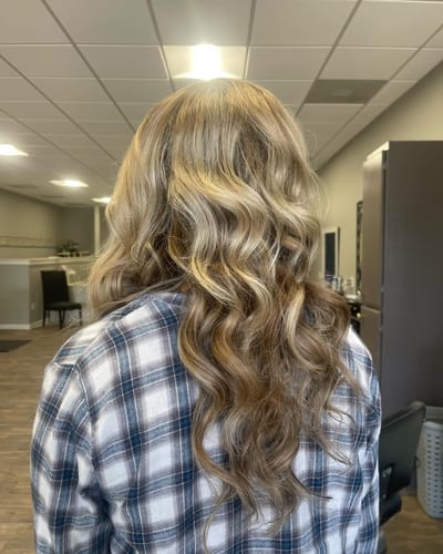 Customer photo review of Moresoo Remy Hair Clip In Real Human Hair Extensions Balayage Color (#4/10/16)