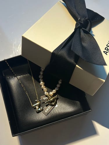Customer photo review of Imprint Mini Letter Necklace