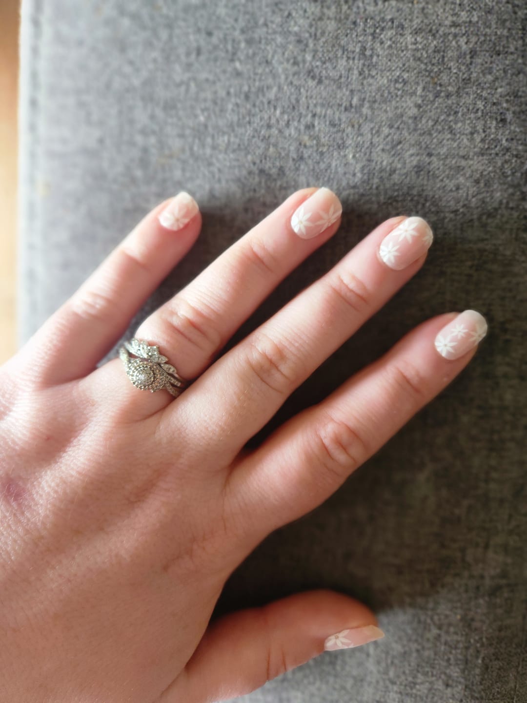 Customer photo review of Pretty Pink Daisies DIY Semicured Gel Nail Sticker Kit