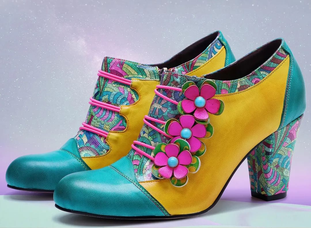 Customer photo review of Vintage Handmade Bohemian Graffiti Pumps