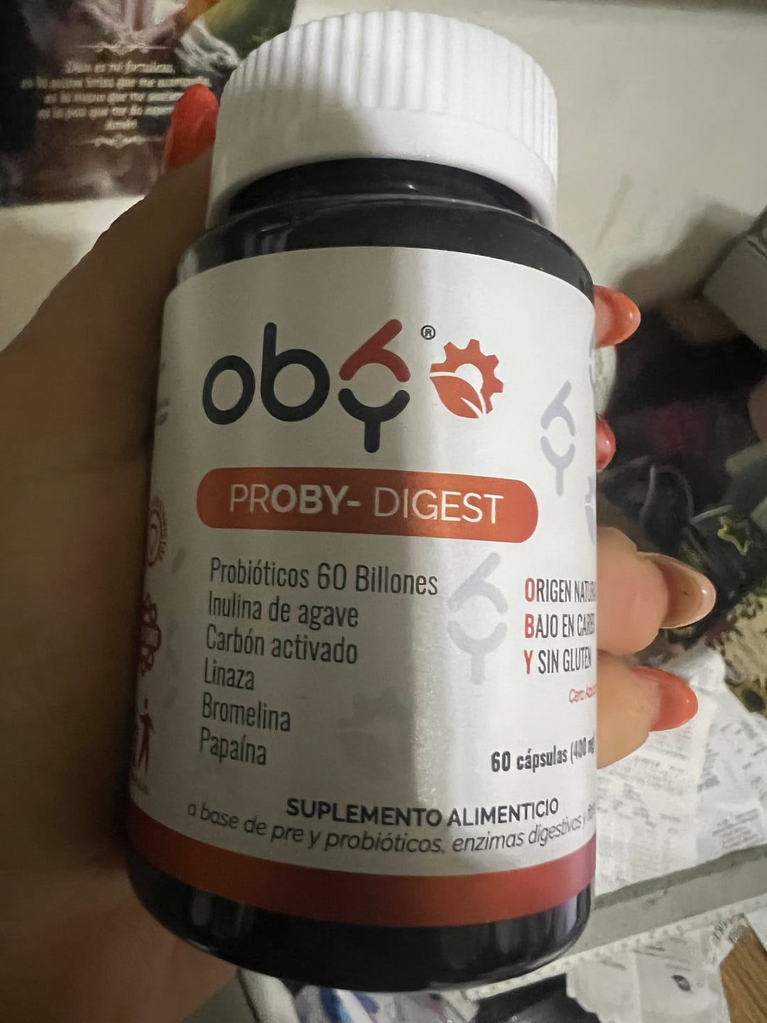 Customer photo review of Proby Digest | 60 billones Probioticos y Prebioticos inulina Agave, Enzimas, Fibra, Carbon Activado