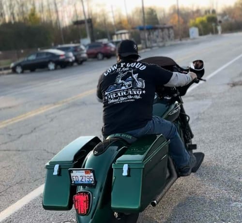 Customer photo review of Low Y Loud Behind Bars Por Vida Old School Tee ( X Large Back Print )