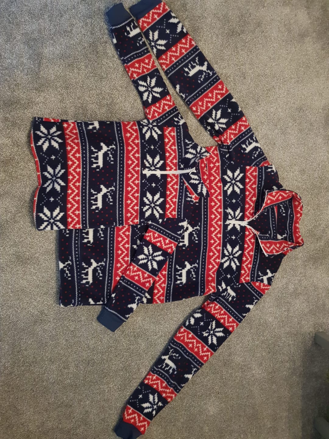 Customer photo review of Navy and Red Reindeer Anti Pill Polar Fleece Fabric