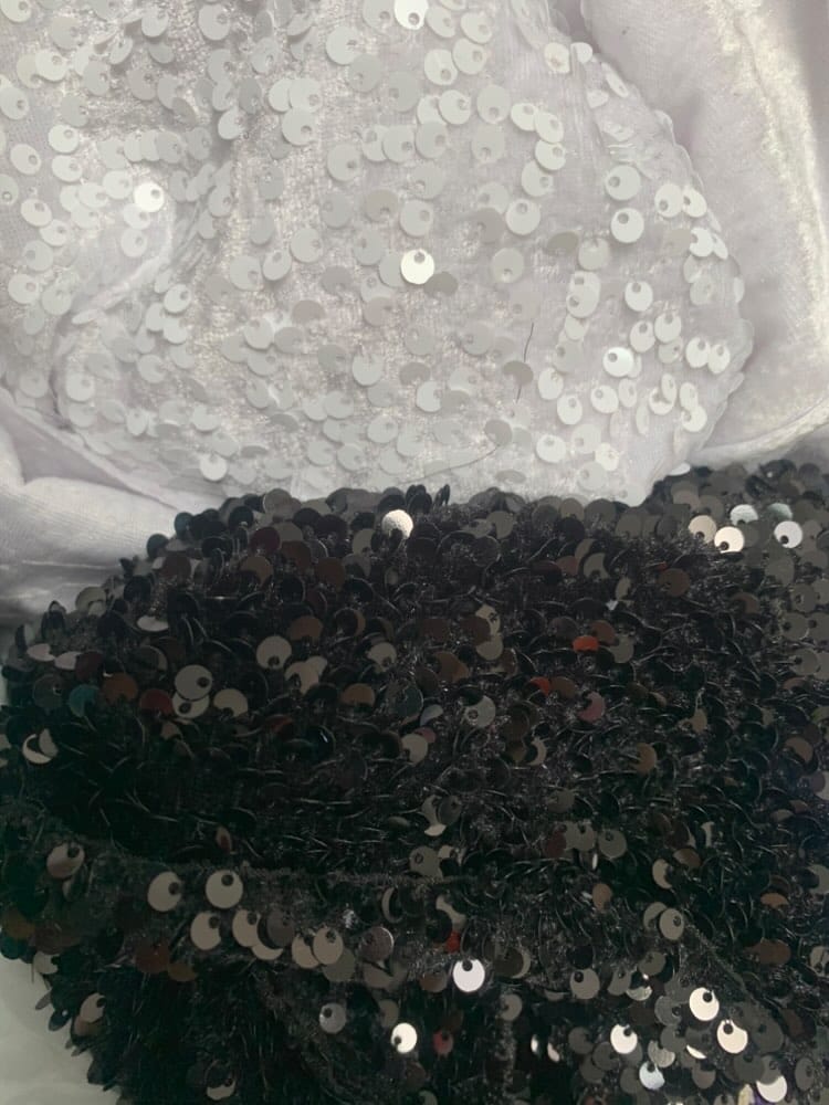 Customer photo review of Black Sequin on Velvet