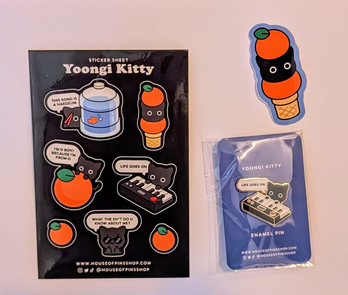 Customer photo review of Yoongi Kitty Sticker Sheet