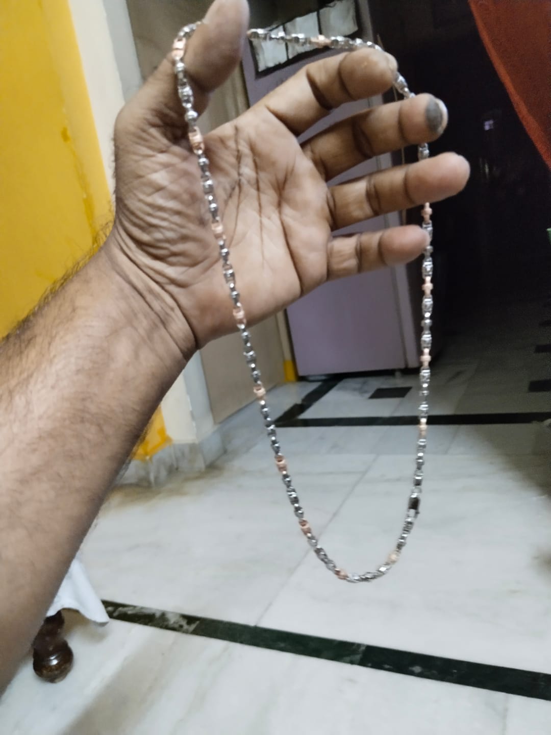 Customer photo review of Phantom Stealth Curb Two Tone Men's Silver Chain