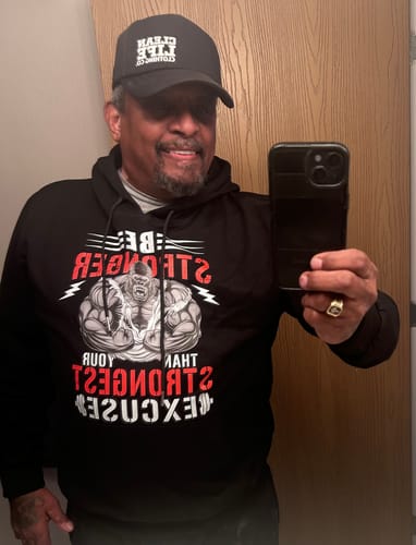 Customer photo review of Gym Pump Cover Hoodie Muscle Gorilla Motivational Quotes Saying 11046
