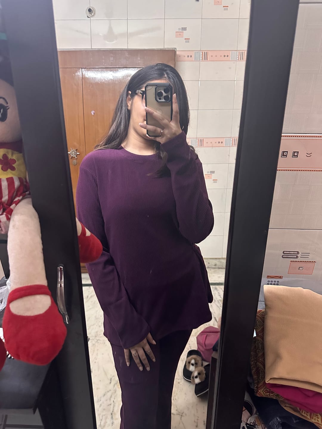 Customer photo review of WINE PURE CORDUROY CO ORD WOMEN