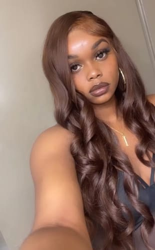 Customer photo review of Luvwin 5x5 Lace Closure Chocolate Brown Color Glueless Body Wave Human Hair Wig