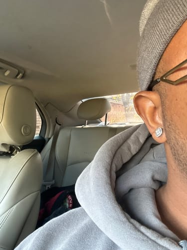 Customer photo review of Halo Channel Set Moissanite Earrings 14K Gold