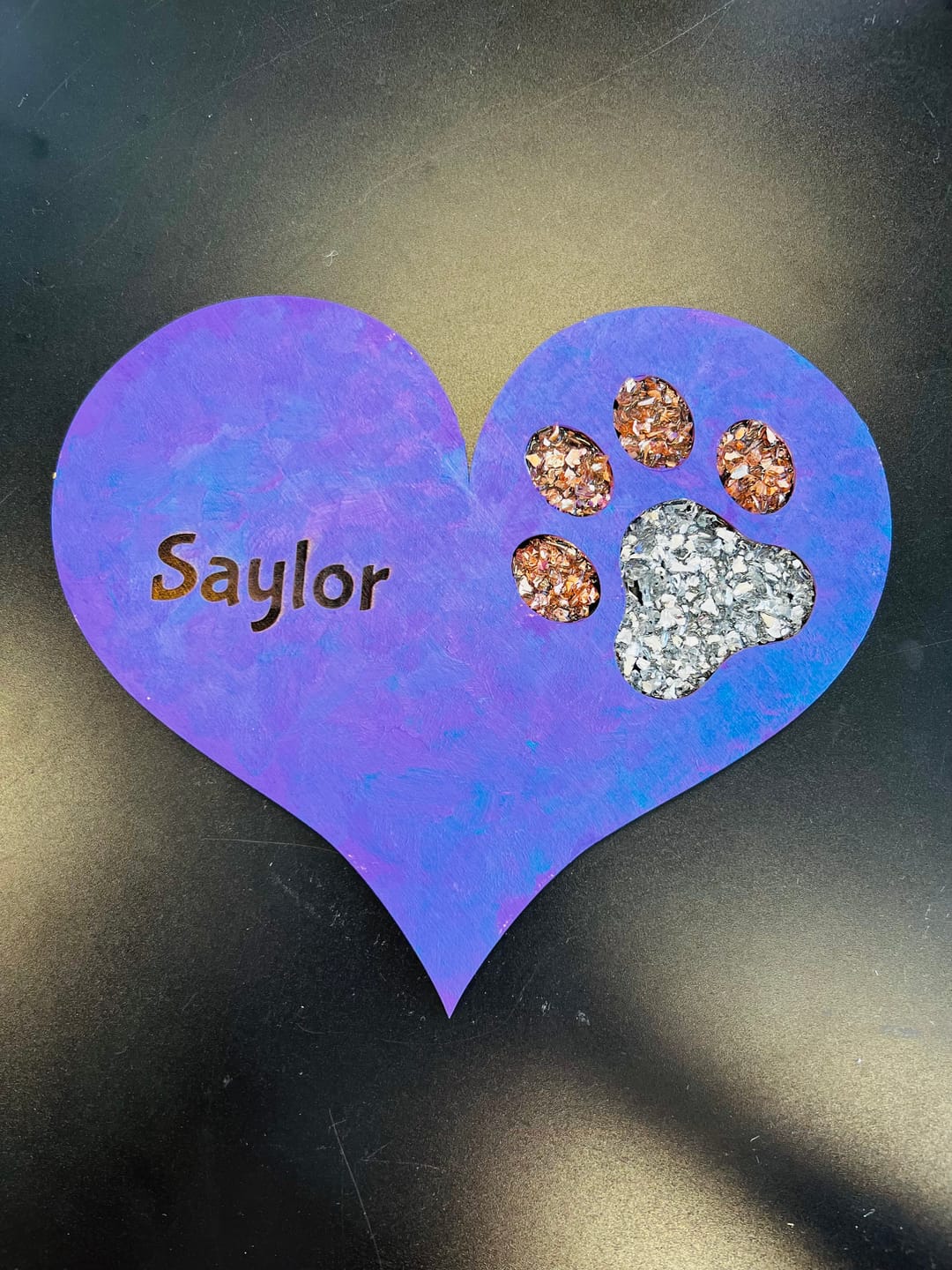 Customer photo review of Unfinished Wood Pawprint Heart Shape | Valentine's Day | Pet | DIY Craft Cutout | Up to 46"