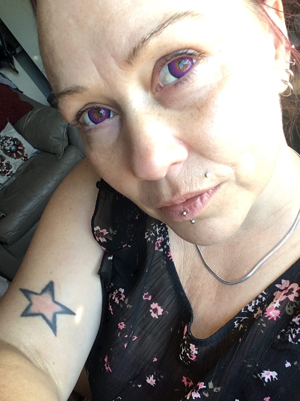 Customer photo review of Vega Violet Purple Prescription Coloured Contact Lenses