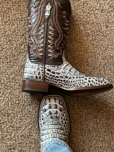 Customer photo review of Men’s Bone Caimán Leather Boots—Square Toe