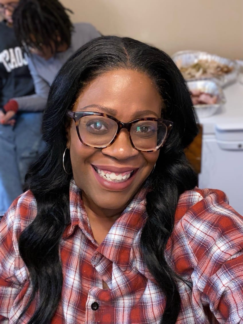 Customer photo review of Outre Perfect Hairline Glueless Synthetic Hair 13X6 HD Lace Front Wig - MONIECE