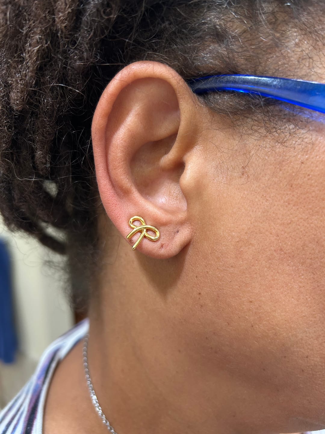 Customer photo review of Alice Clip On Earrings in Gold